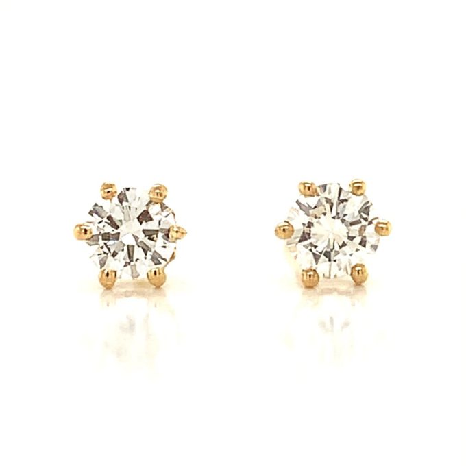 0.46ct Diamond Yellow Gold Stud Earrings