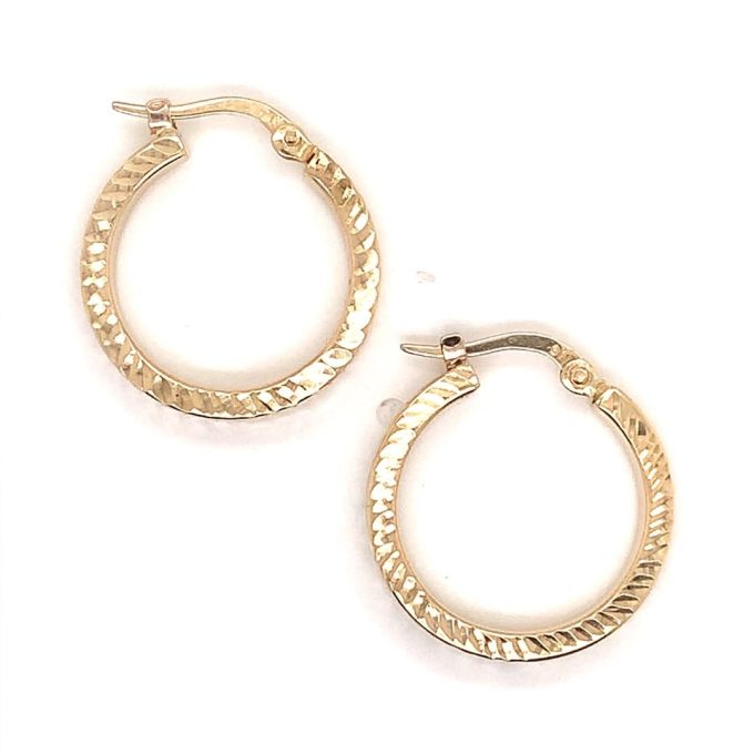 Bright Cut Gold Hoop Earrings