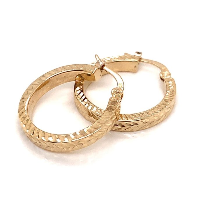 Bright Cut Gold Hoop Earrings