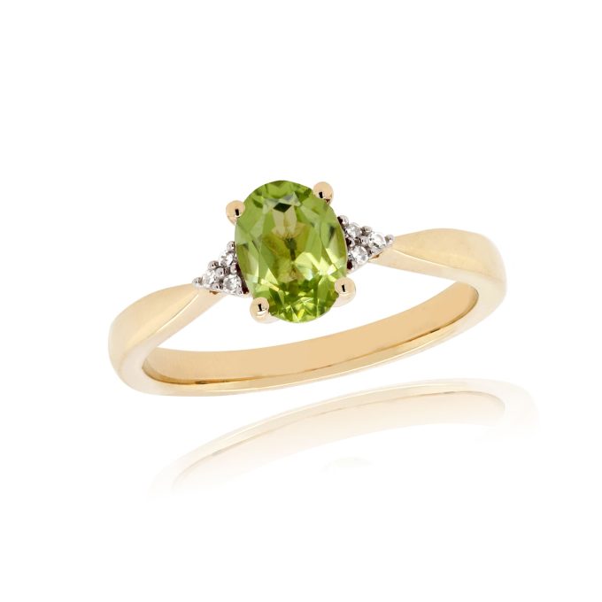 Peridot and Diamond Gold Ring