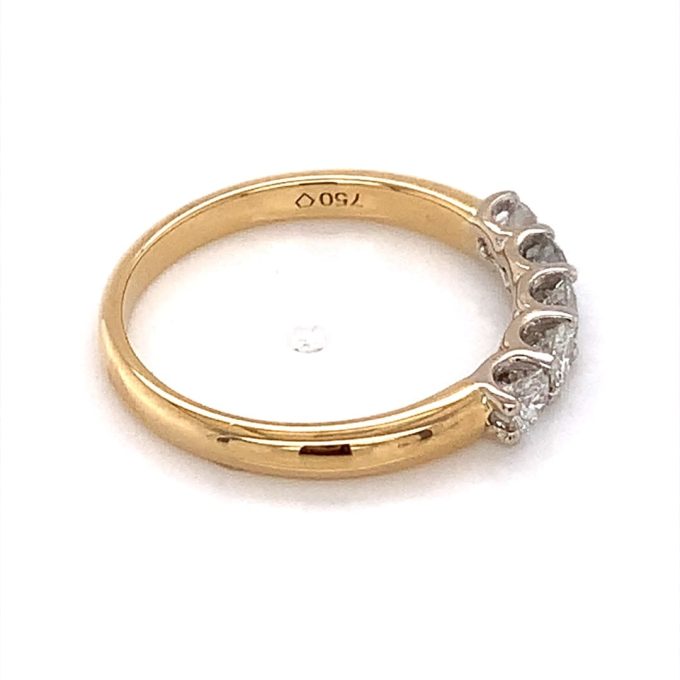 Yellow Gold Five Diamond Eternity Ring