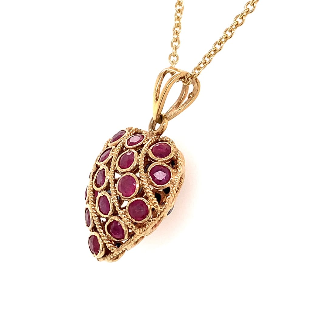 Sapphire & Ruby Heart Necklace