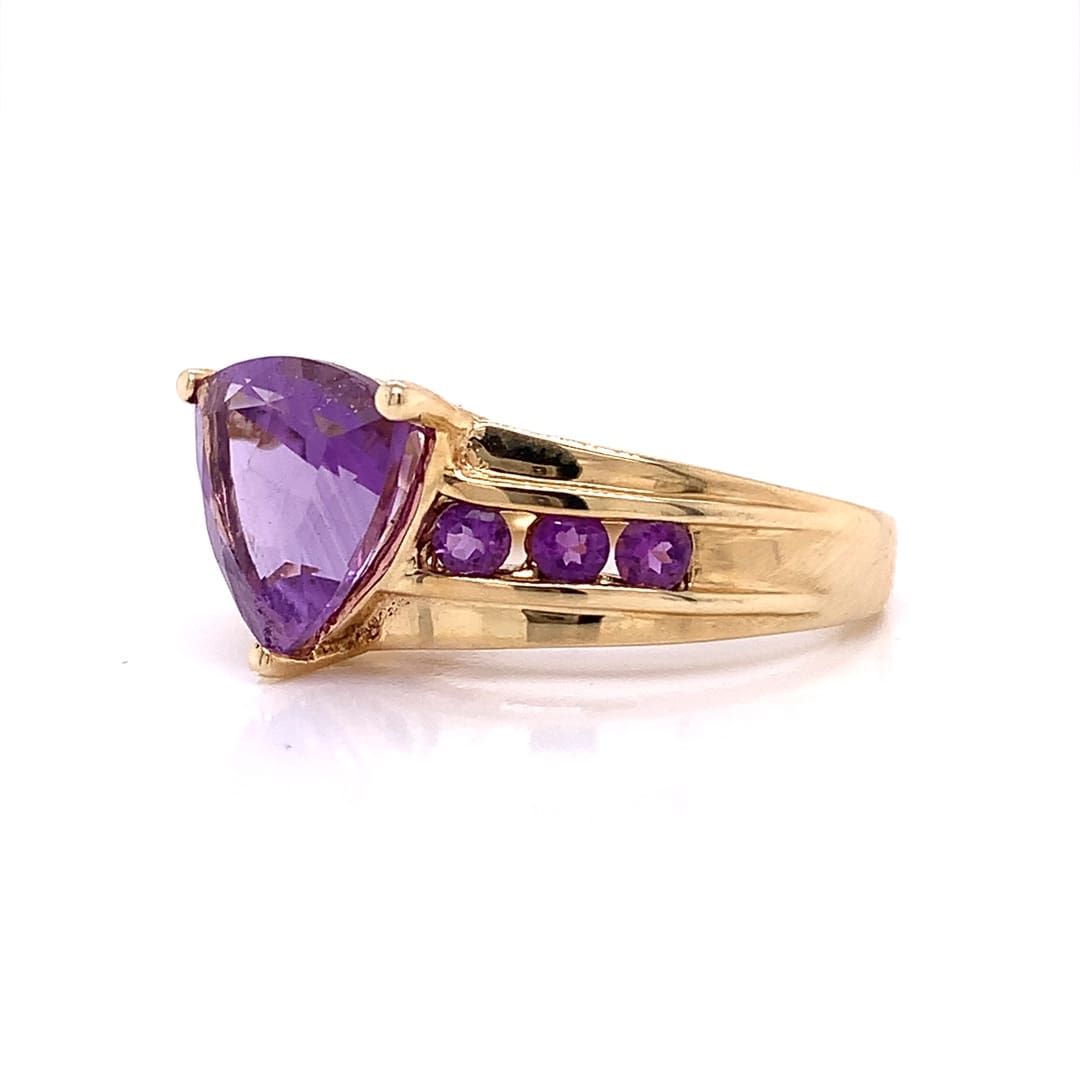 Trillion Cut Amethyst Gold Dress Ring