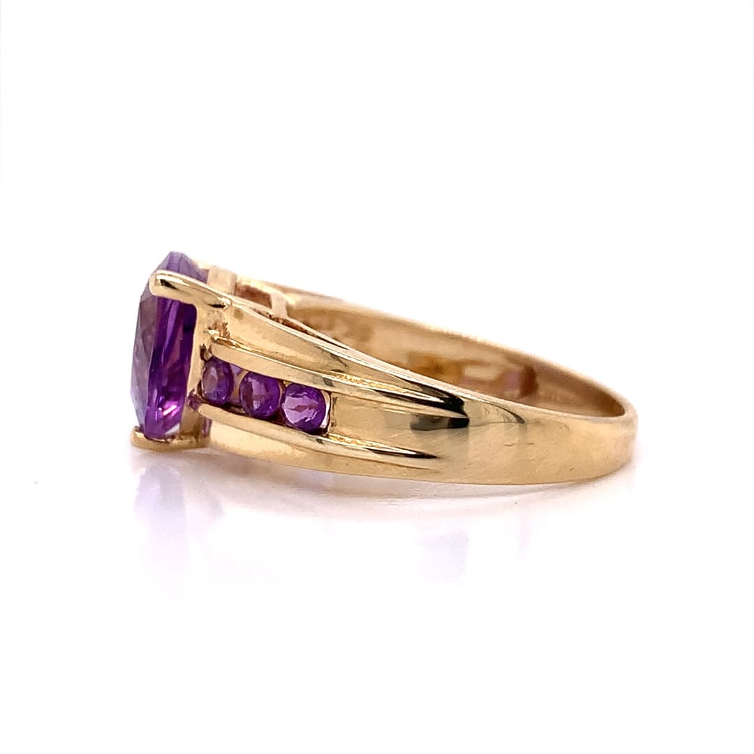 Trillion Cut Amethyst Gold Dress Ring