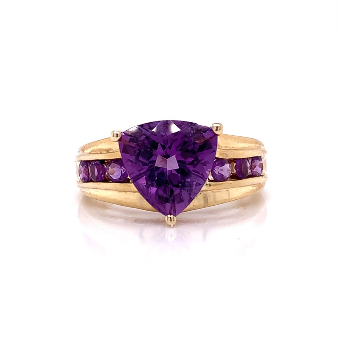 Trillion Cut Amethyst Gold Dress Ring