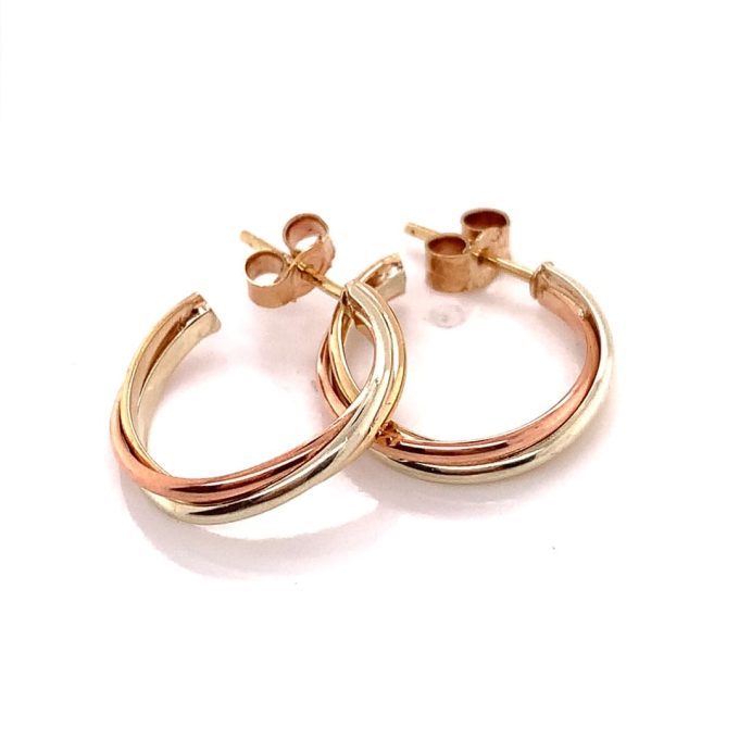 Multi-Tone Gold 3/4 Hoop Earrings