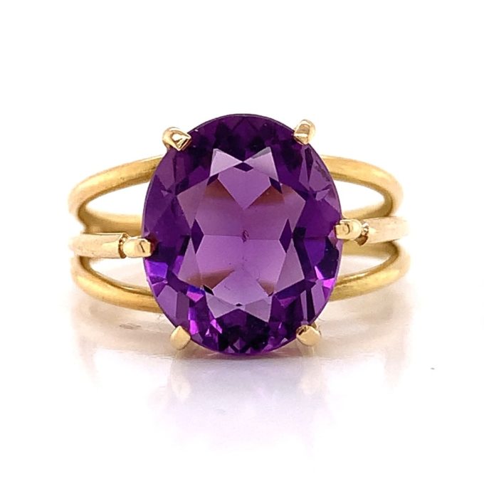 Handmade Oval Amethyst Dress Ring