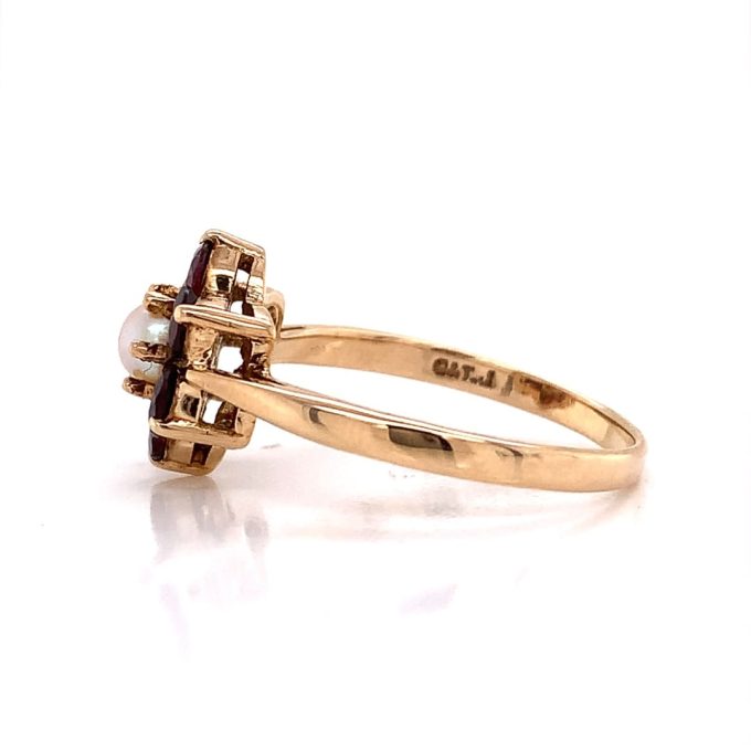 Garnet and Pearl Cluster Dress Ring