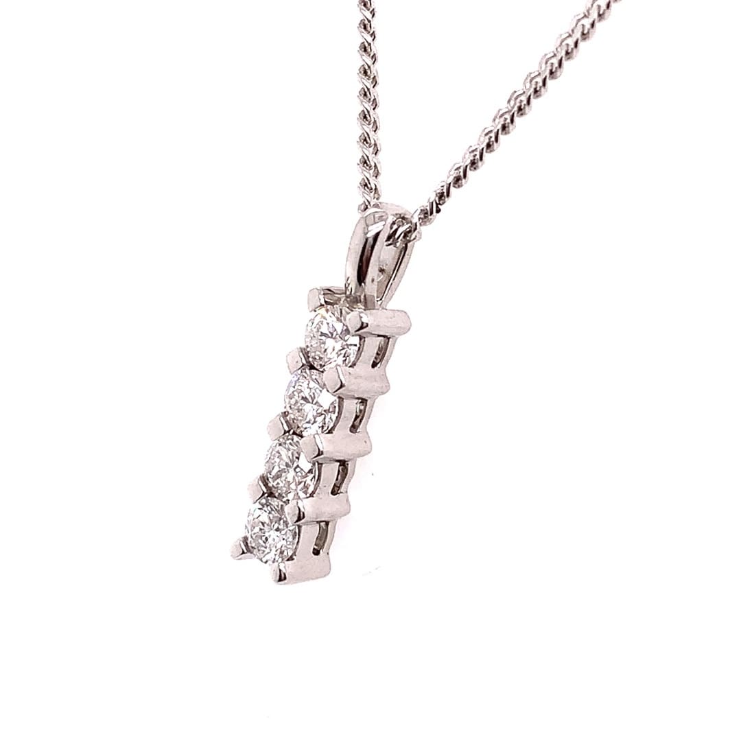 9ct White Gold Diamond Bar Necklace