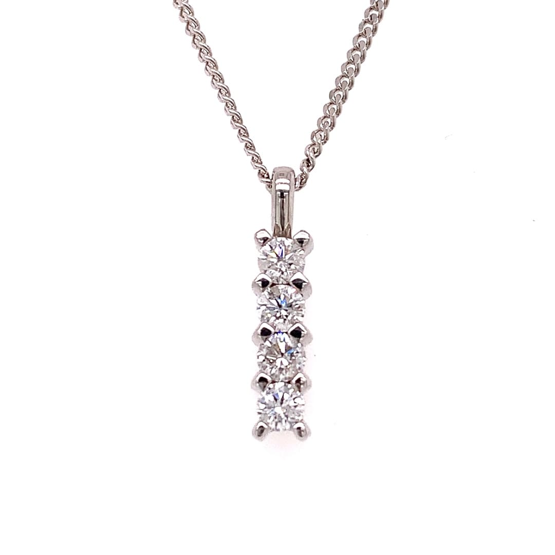 9ct White Gold Diamond Bar Necklace