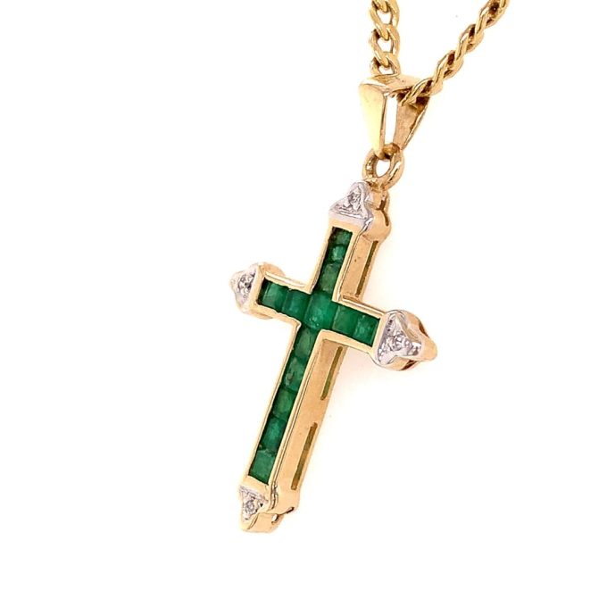 Emerald Cross and Chain
