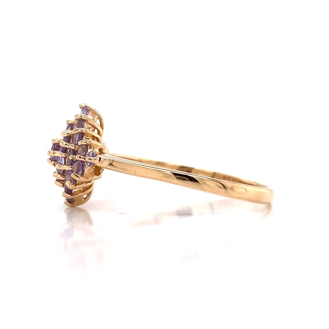 Yellow Gold Tanzanite Cluster Dress Ring