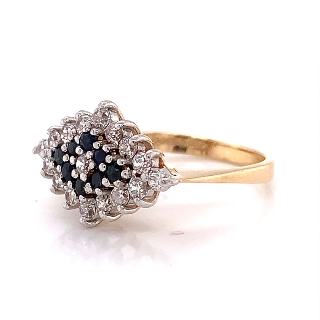 Sapphire and C.Z Cluster Dress Ring
