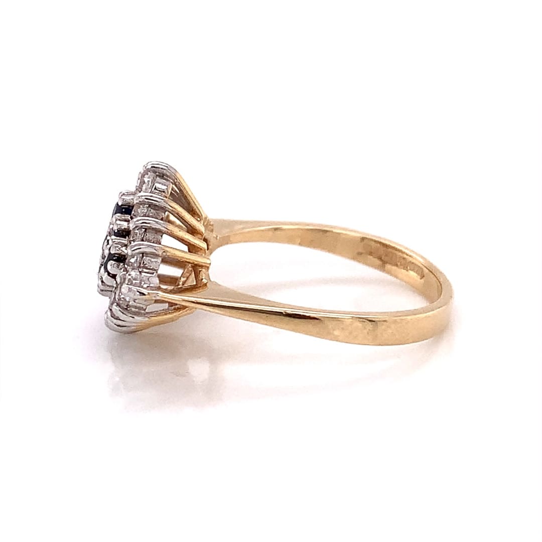 Sapphire and C.Z Cluster Dress Ring