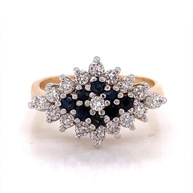 Sapphire and C.Z Cluster Dress Ring