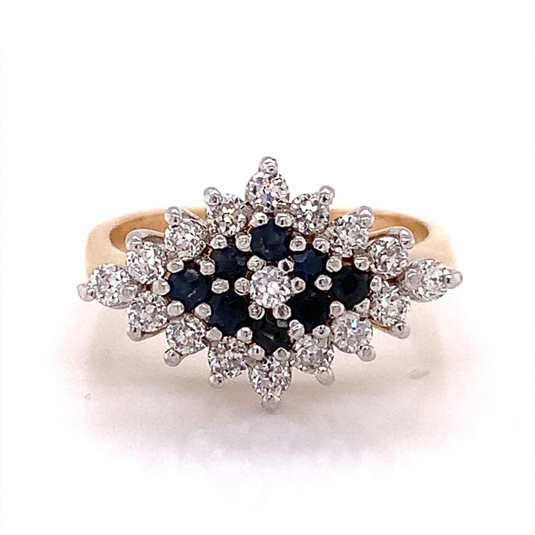 Sapphire and C.Z Cluster Dress Ring