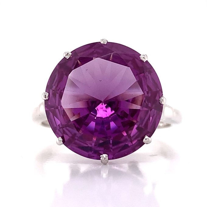 White Gold Synthetic Alexandrite Dress Ring