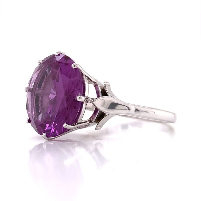 White Gold Synthetic Alexandrite Dress Ring