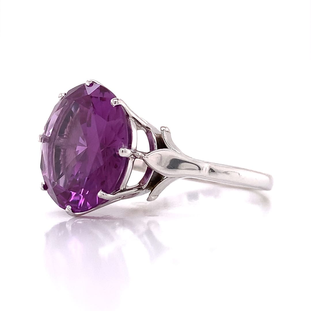 White Gold Synthetic Alexandrite Dress Ring