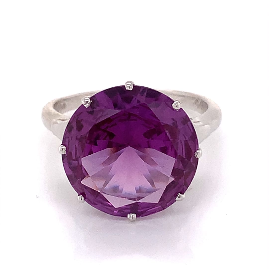 White Gold Synthetic Alexandrite Dress Ring
