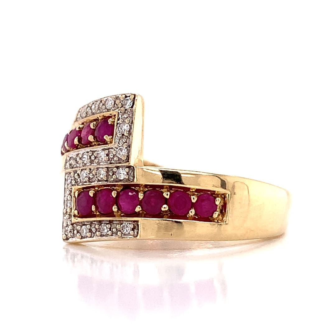 Ruby and Diamond Wrap Design Dress Ring