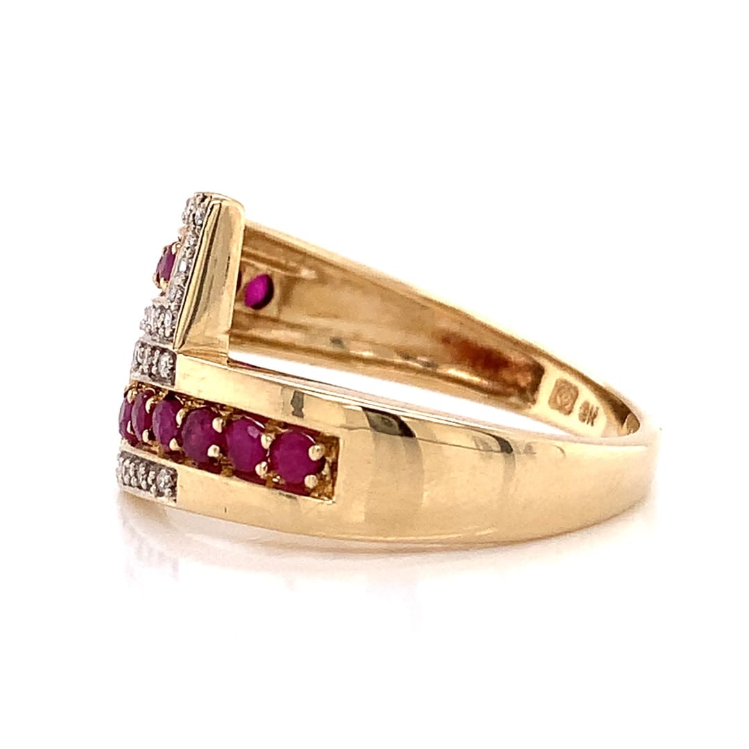 Ruby and Diamond Wrap Design Dress Ring