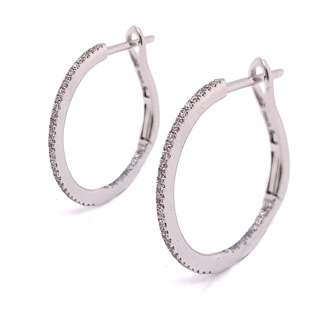 White gold Diamond Hoop Earrings