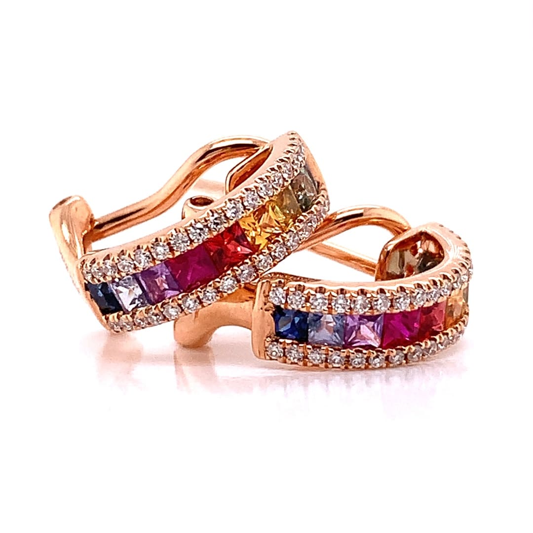 Rainbow Sapphire Half-Hoop Earrings