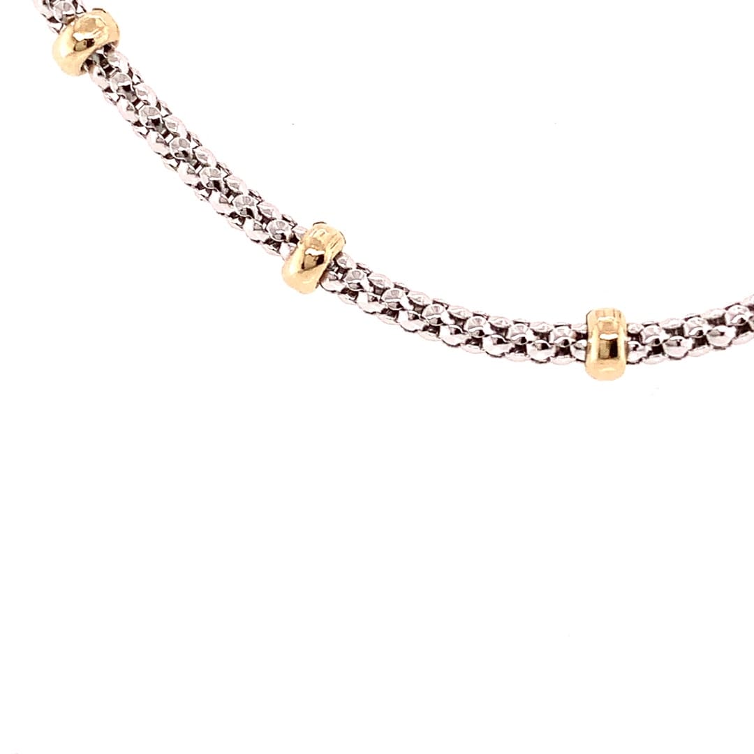 9ct Two Colour Lantern Link Chain - 18 Inch