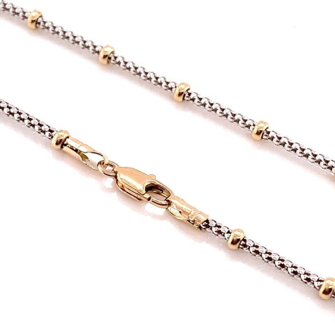 9ct Two Colour Lantern Link Chain - 18 Inch