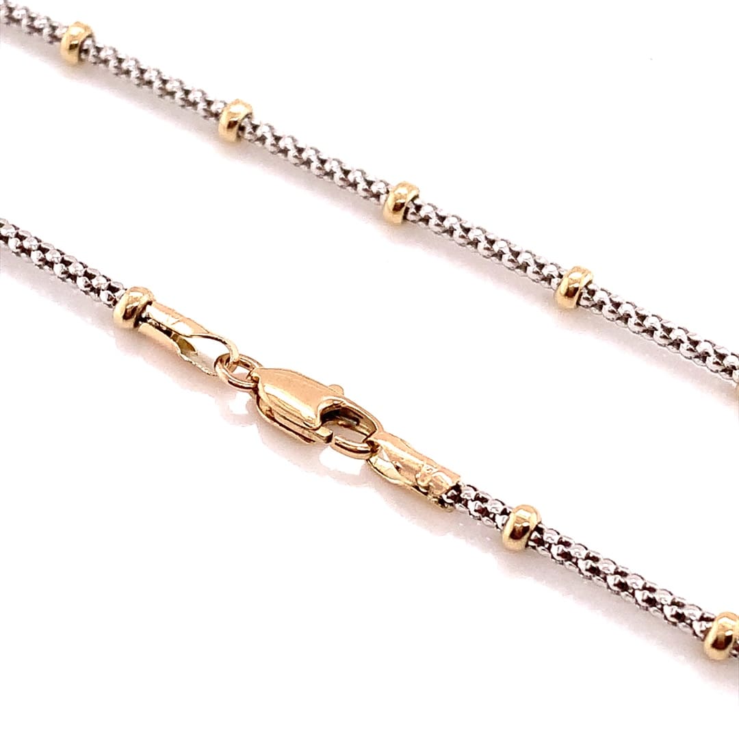 9ct Two Colour Lantern Link Chain - 18 Inch