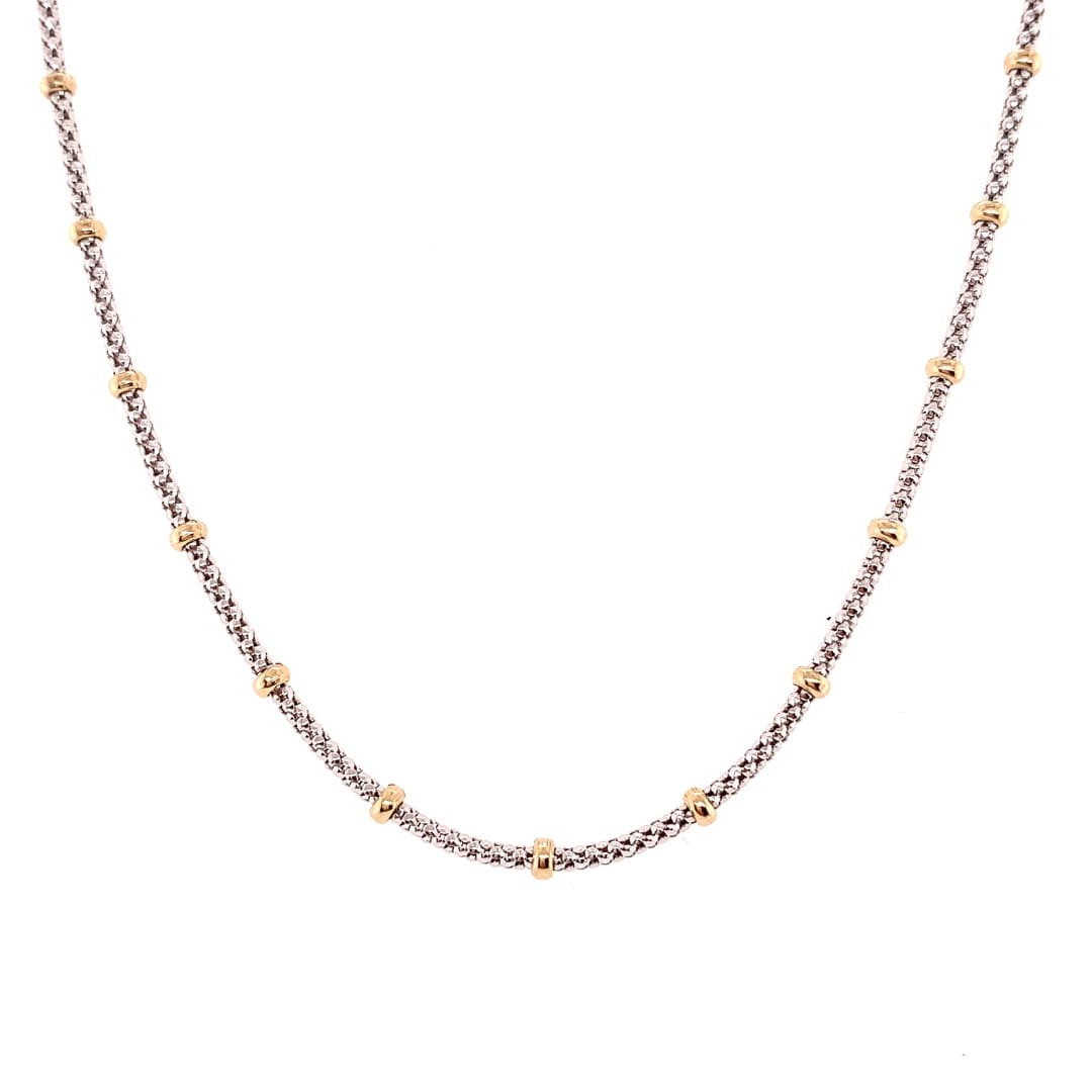 9ct Two Colour Lantern Link Chain - 18 Inch
