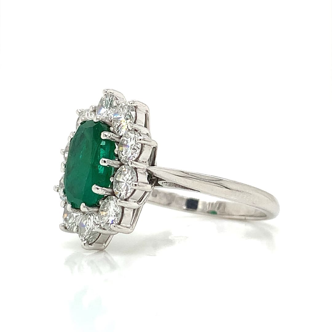 2.00ct Emerald and Diamond Cluster Ring