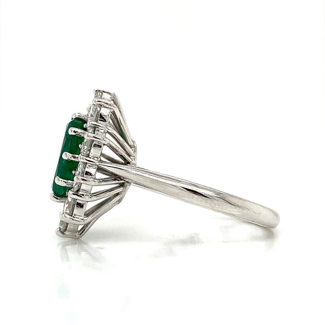 2.00ct Emerald and Diamond Cluster Ring