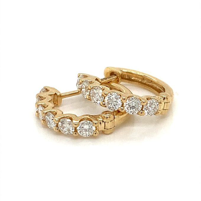 0.75ct Diamond Yellow Gold Huggie Earrings