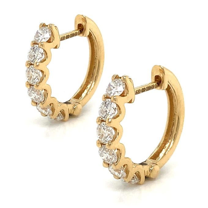 0.75ct Diamond Yellow Gold Huggie Earrings