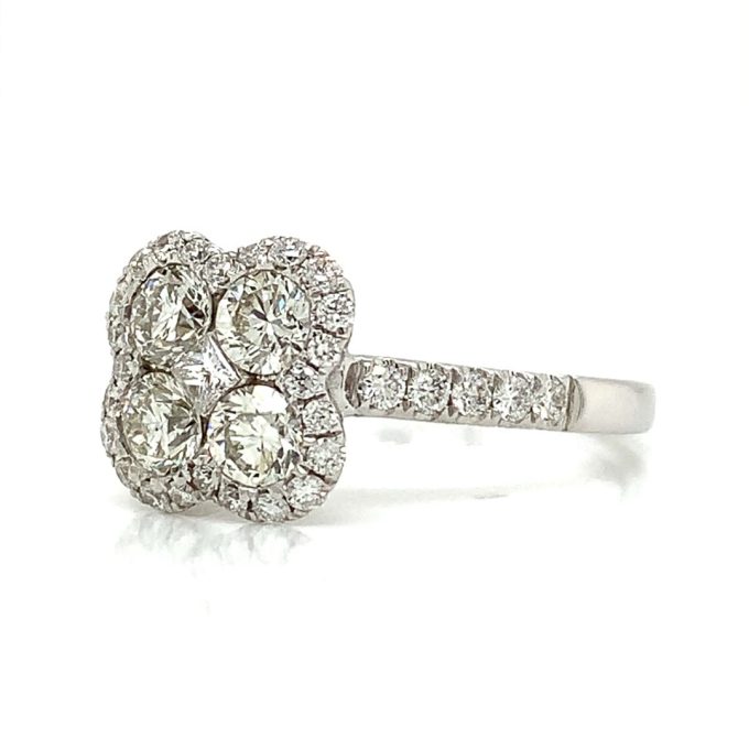 White Gold Diamond Quatrefoil Ring