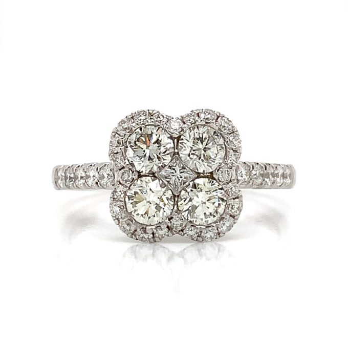 White Gold Diamond Quatrefoil Ring