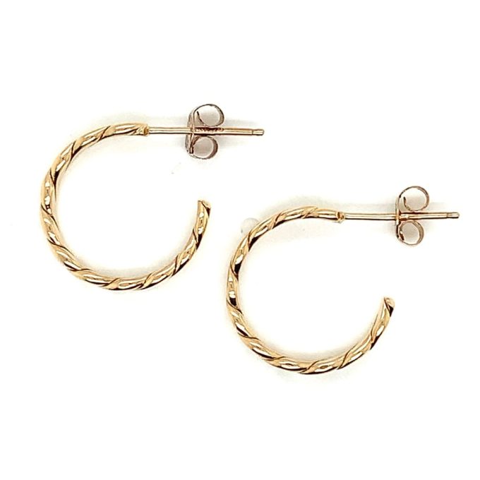 9ct Gold Twist 3/4 Hoop Earrings