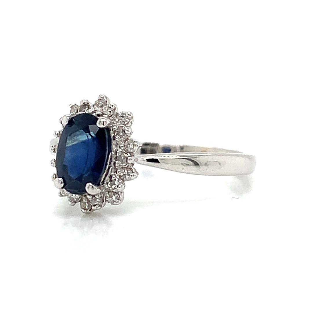 Sapphire and Diamond Cluster Ring