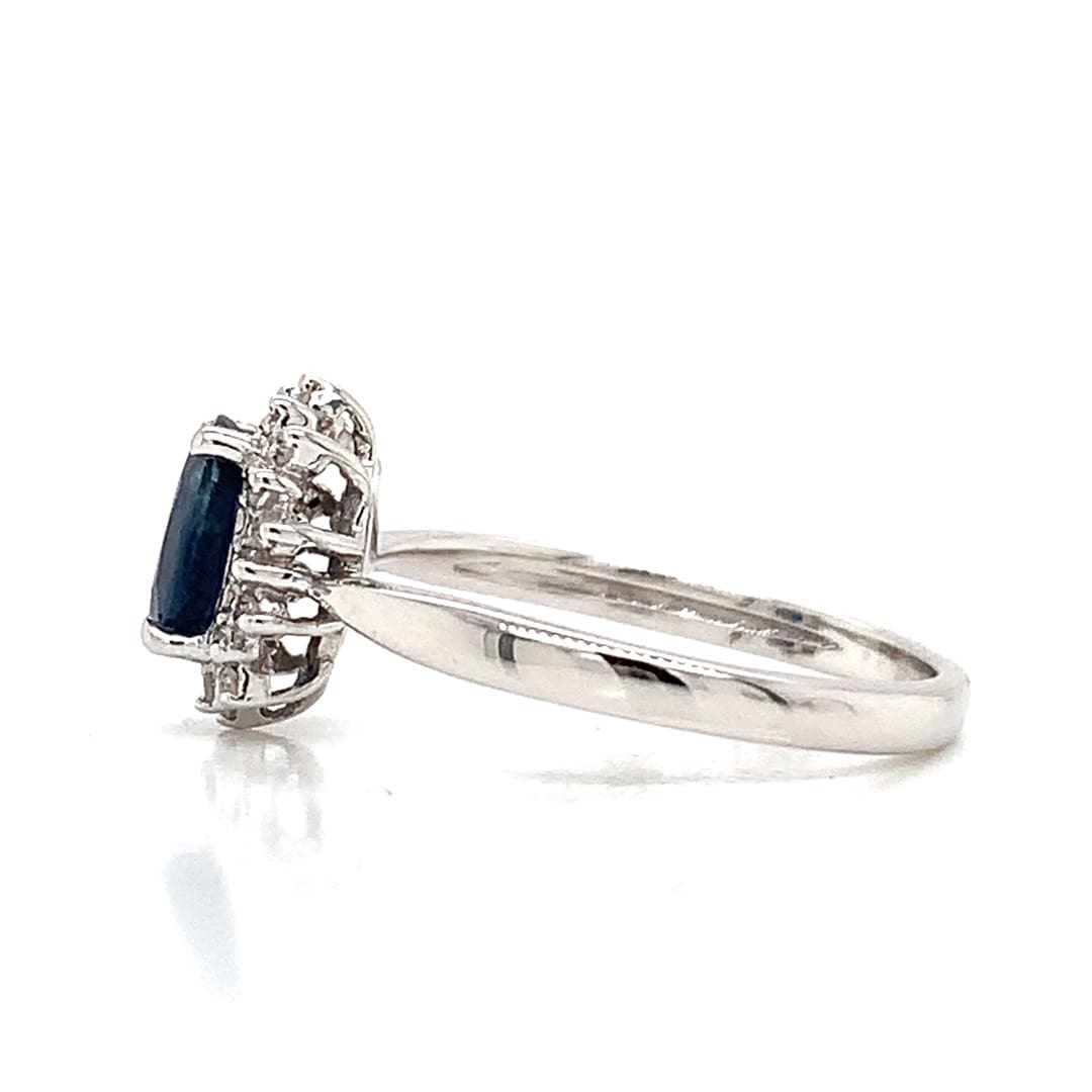 Sapphire and Diamond Cluster Ring