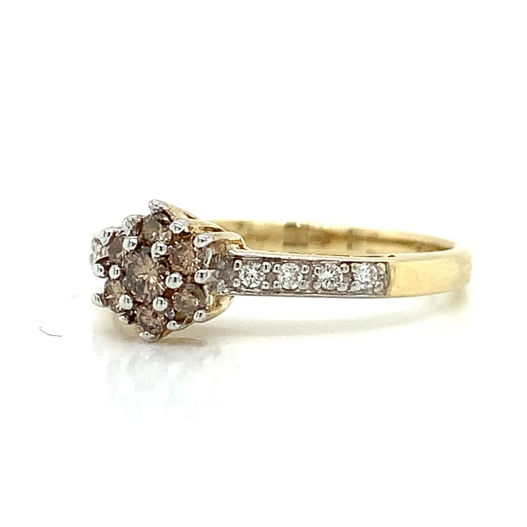 Champagne Diamond Cluster Ring