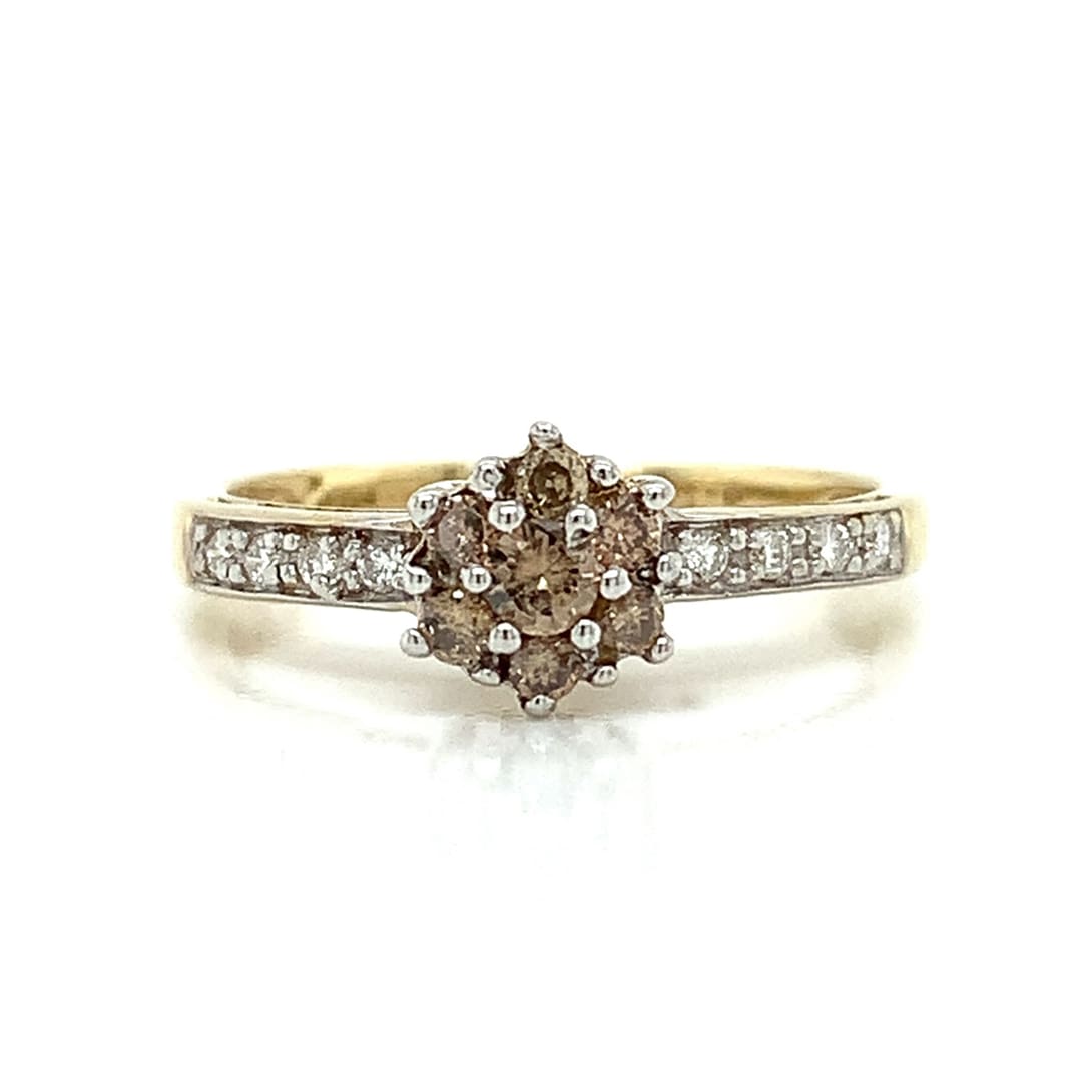 Champagne Diamond Cluster Ring