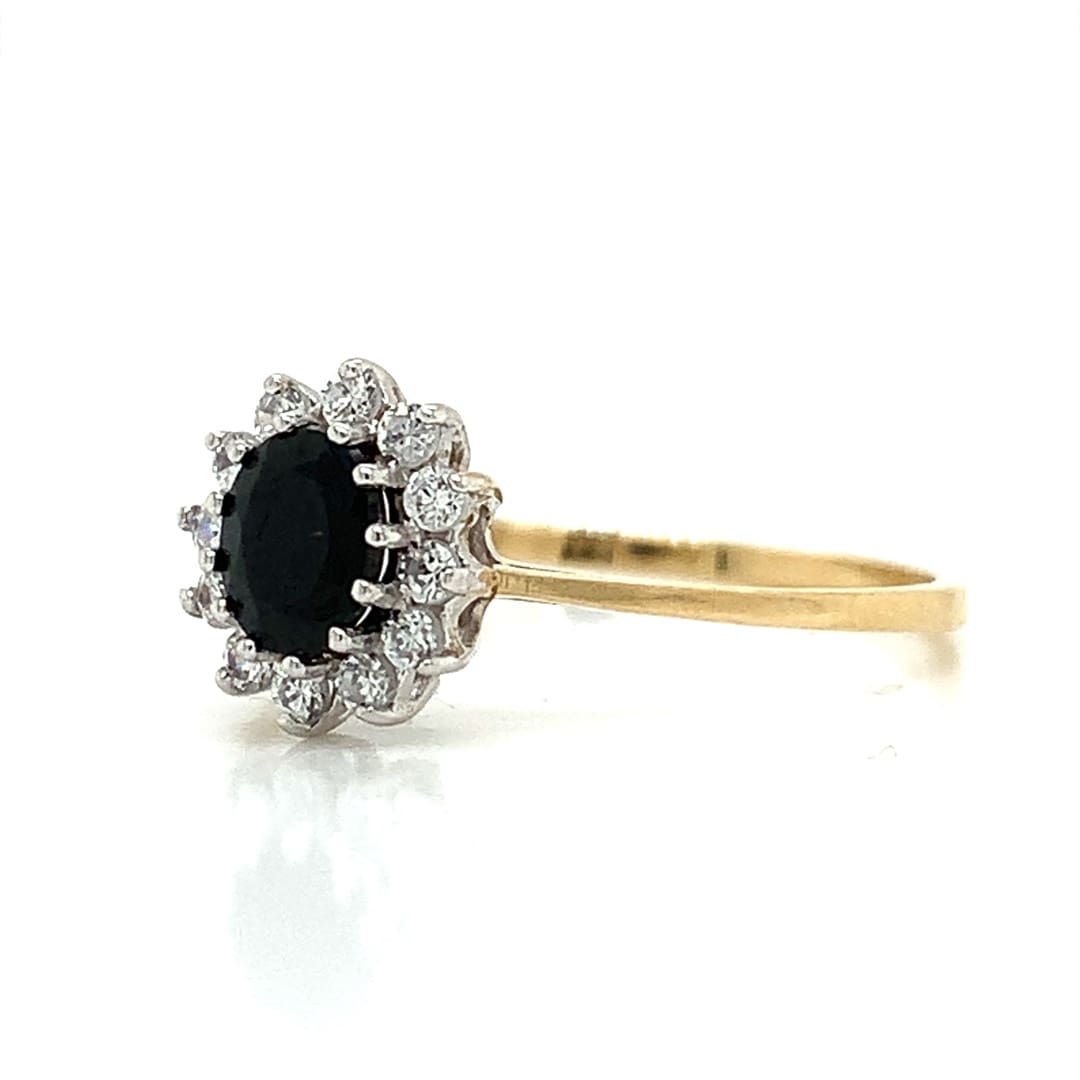Sapphire and CZ Cluster Ring