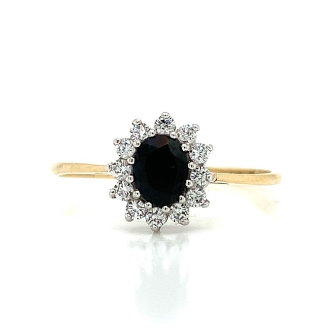 Sapphire and CZ Cluster Ring