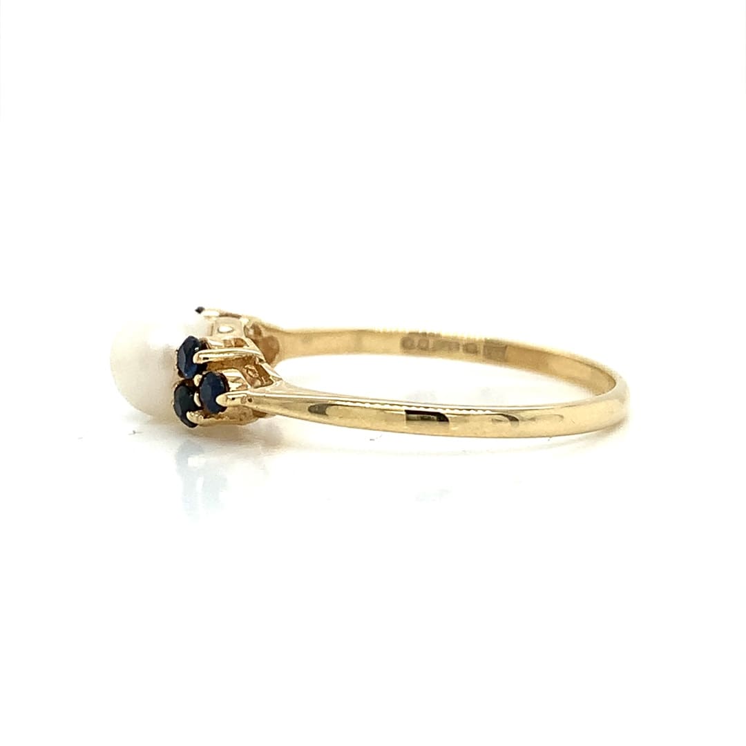 9ct Gold Pearl & Sapphire Dress Ring