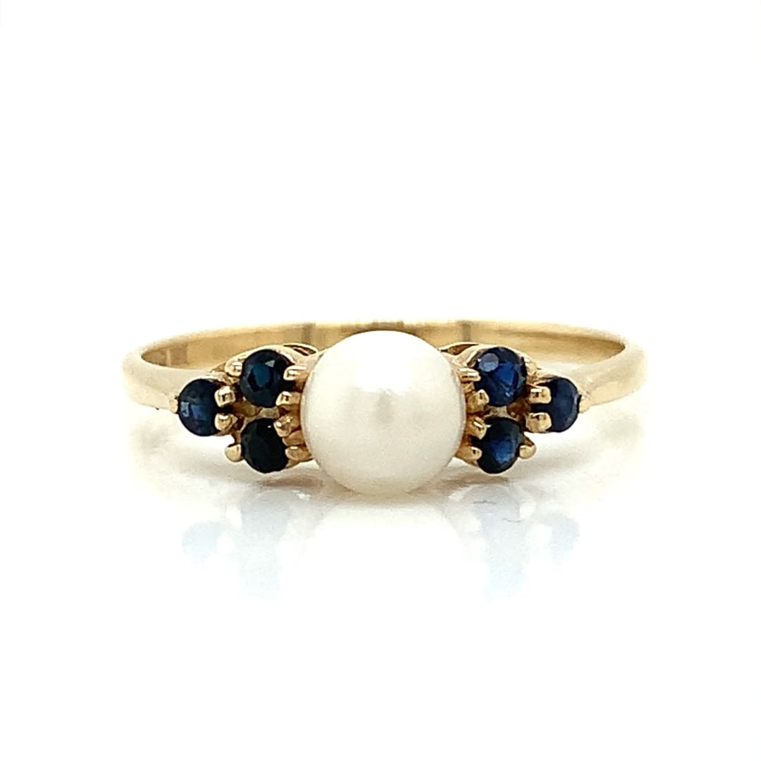 9ct Gold Pearl & Sapphire Dress Ring