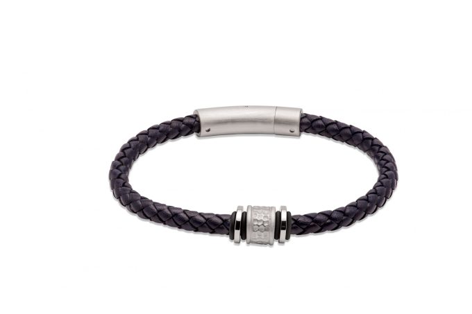 Unique Navy Leather Bracelet