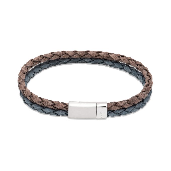 Unique Brown & Blue Leather Bracelet
