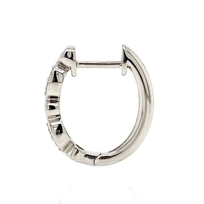 Diamond Set Oval Huggie Earrings